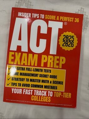 ACT Exam Prep 2025-2026 Study Guide - Red & Yellow - NEVER USED